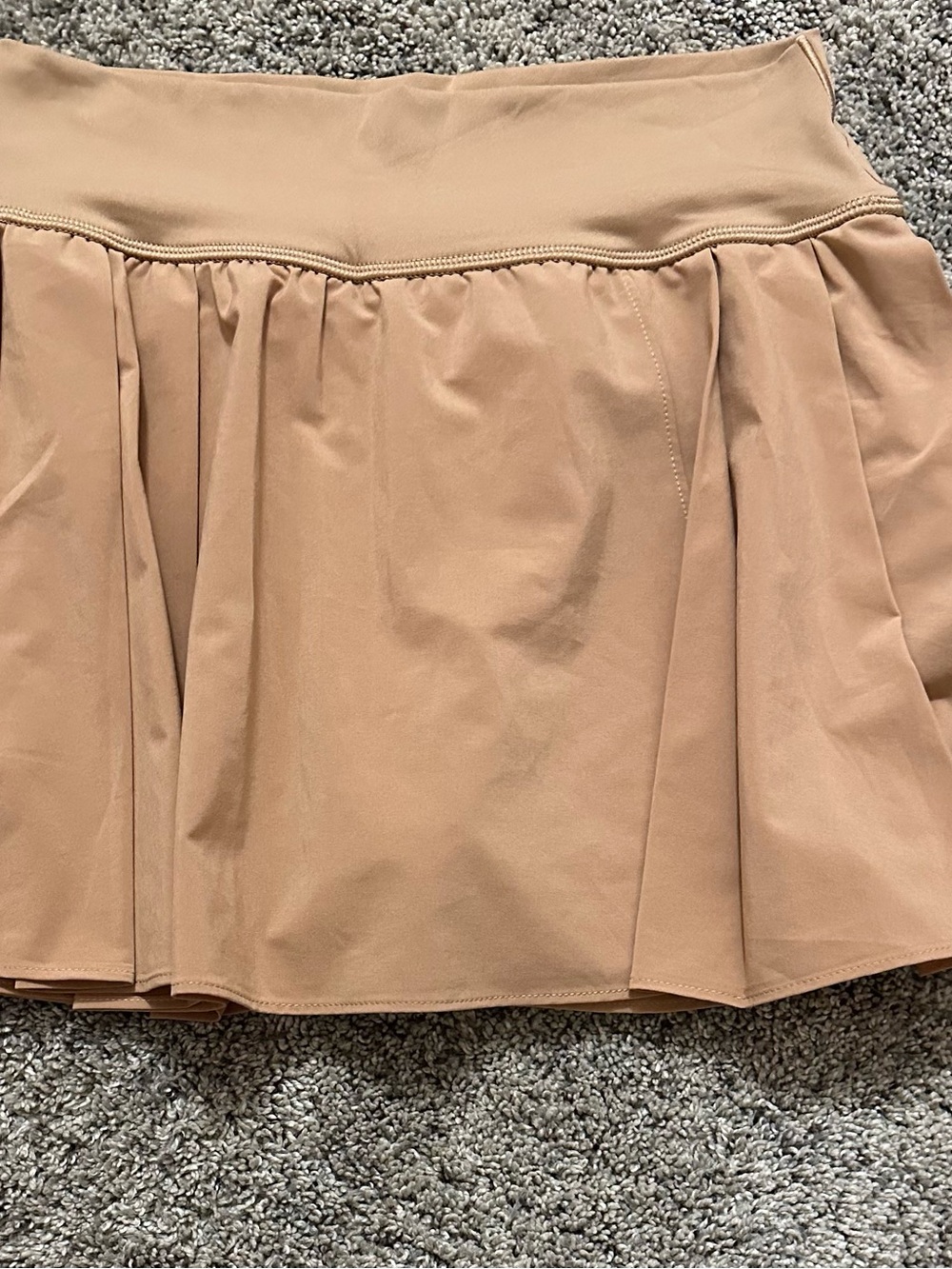 #57 Offline by Aerie Neutral Tan Pleated Mini Skirt with Wide Waistband